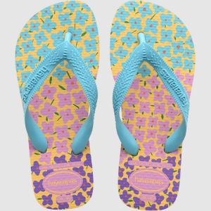 Sandália Havaianas Infantil Kids Flores Amarelo/Azul – Tamanho 23/24