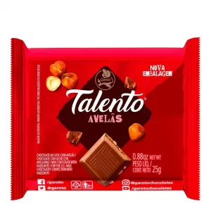 Chocolate Garoto Talento Leite com Avelã 25g – Sabor Intenso e Cremoso em Tamanho Ideal