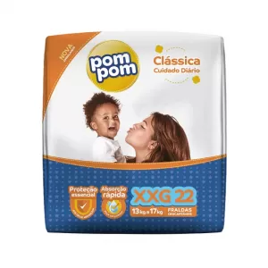 Fralda Pompom Clássica Xxg - 22 unidades