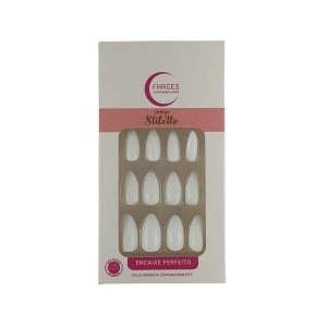 Unhas Postiças Bella Natural Fhaces Stiletto – Caixa com 28 Unidades
