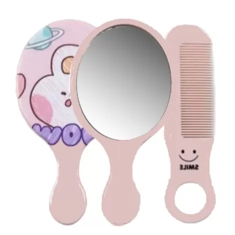Kit Pente e Espelho Redondo de Plástico BA32902