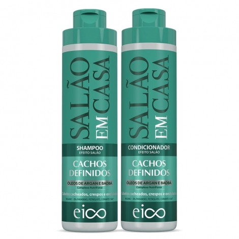 Kit Eico Salão em Casa Cachos Definidos – Shampoo 800ml + Condicionador 750ml