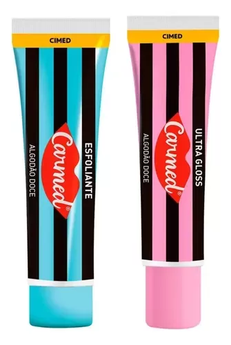 Kit Esfoliante + Ultra Gloss Labial Algodão Doce Carmed Sos