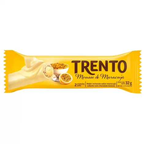 Chocolate Trento Maracujá 32g – Wafer Crocante com Recheio Sabor Maracujá