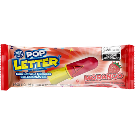 Pirulito Fampar Pop Letter Morango 14g