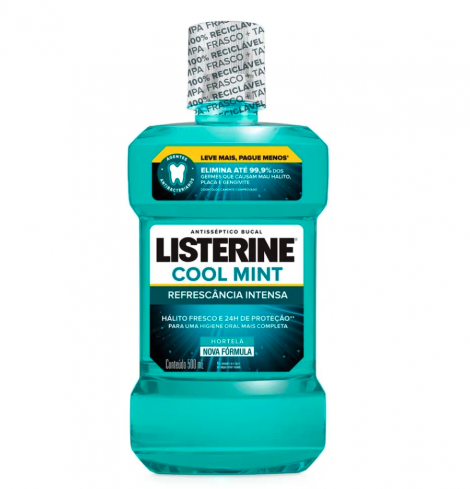 Enxaguante Antisséptico Bucal Listerine Cool Mint Hortelã com 500ml