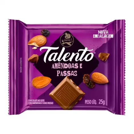 Garoto Talento Amêndoas e Passas Unidade com 25g