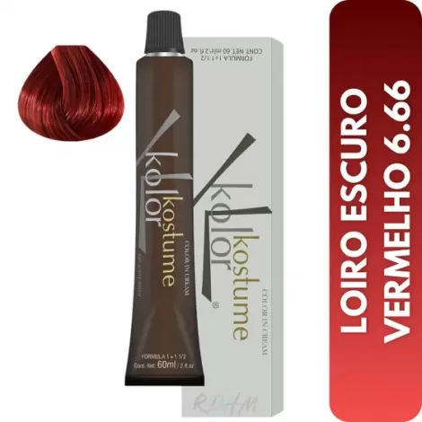 Tintura Kostume Kolor 6.66 – Louro Escuro Vermelho Intenso 60ml