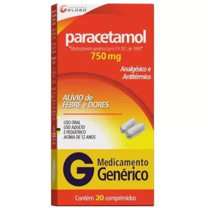 Paracetamol Laboratório Globo 750mg 20 comprimidos