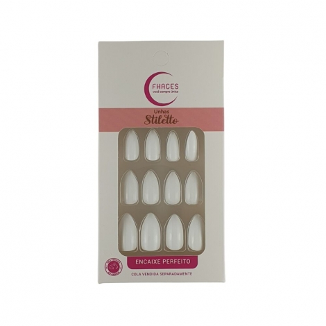 Unhas Postiças Bella Natural Fhaces Stiletto – Caixa com 28 Unidades