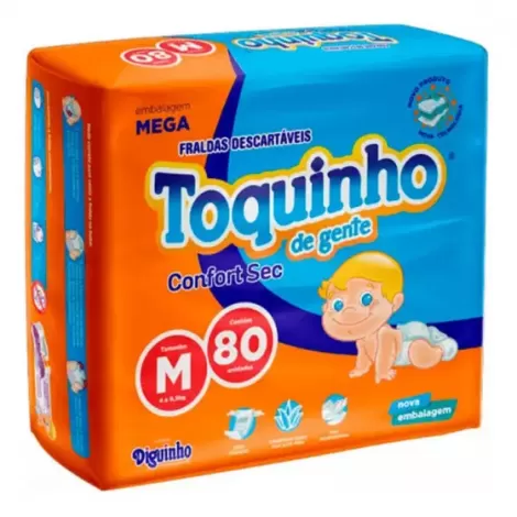 TOQUINHO DE GENTE FRALDA CONFORT SEC MEGA M x 80